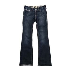 Ariat Womens Bootcut Low-rise Jeans Sz 28R Thick Stitch Stretch Denim Western